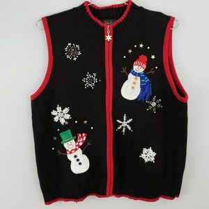 Studio Joy XL Snowman Ugly Christmas Vest Black